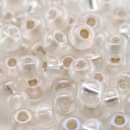 Preciosa seed bead 5/0 Clear glass AB silver lined