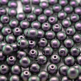 Purple Grape Iridescent Metallic coated 6mm round Czech glass druk beads