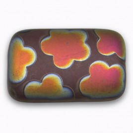 Red/Brown Matt Peacock 19x12mm Rectangular Pressed Glass Czech Bead