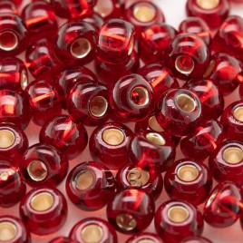 Red silver lined size 5/0 seed beads- Retail system