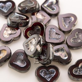 Ruby Wine Heart 14mm Table Cut Czech Glass Bead