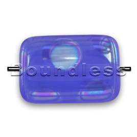 Sapphire 15x12mm Peacock Rectangle Czech Glass Bead.