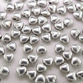 Silver Metallic Heart 6mm Pressed Czech Glass Bead - Retail system