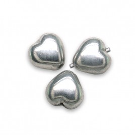 Silver Metallic Heart 6mm Pressed Czech Glass Bead - Retail system