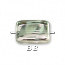 Silver Peacock rectangular 12x8mm Pressed Czech Glass Bead - Retail system