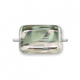 Silver Peacock rectangular 12x8mm Pressed Czech Glass Bead