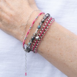 Silver Pink Bracelet Stack Colorway