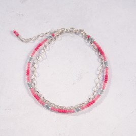 Silver Pink Czech Glass - Essence Bracelet