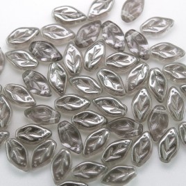 Silver Shade wavy leaf 10x6mm glass bead.