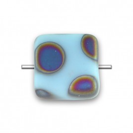 Sky Blue Peacock Matt 10x10mm Square Czech glass bead - Retail system