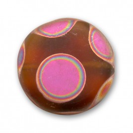 Smokey Topaz Matt Peacock Disc 17mm Pressed Czech Glass Bead