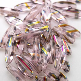 Rosewater Pink 15x6mm mini oval glass bead