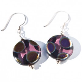 Sterling silver Amethyst Peacock Disc Earrings