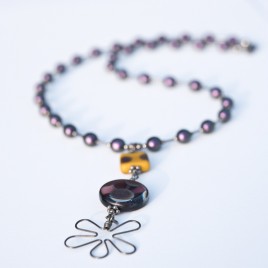 Amethyst & Ochre Flower Necklace