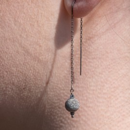 Sterling silver black finish stardust bead earrings