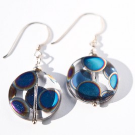 Sterling silver Clear Peacock Disc Earrings