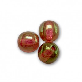 Sugar Coral Iridescent Lustre 6mm round Czech glass druk beads