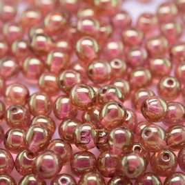 Sugar Coral Iridescent Lustre 6mm round Czech glass druk beads