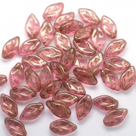 Sugar Coral wavy leaf 10x6mm glass bead.