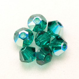 Swarovski 5328 Xilion Bead 3mm Emerald AB Bicone