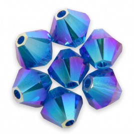 Swarovski 5328 Xilion Bead 4mm Capri Blue AB2x Bicone