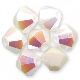 Swarovski 5328 Xilion Bead 4mm Chalk White AB2x Bicone