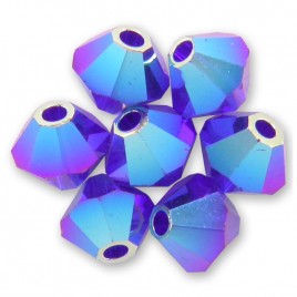 Swarovski 5328 Xilion Bead 4mm Cobalt AB2x Bicone