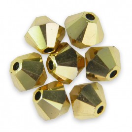 Swarovski 5328 Xilion Bead 4mm Crystal Aurumn2x Bicone
