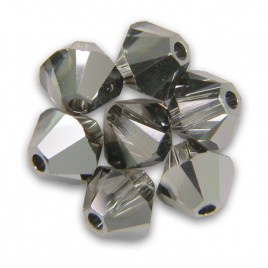 Swarovski 5328 Xilion Bead 4mm Crystal Silver Night Bicone