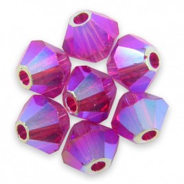 Swarovski 5328 Xilion Bead 4mm Fuchsia AB2x Bicone