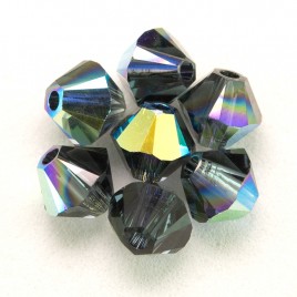 Swarovski 5328 Xilion Bead 4mm Graphite AB Bicone