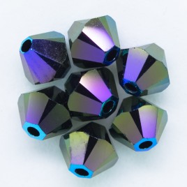 Swarovski 5328 Xilion Bead 4mm Jet Purple Iris 2x Bicone