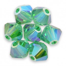 Swarovski 5328 Xilion Bead 4mm Light Emerald AB2x Bicone