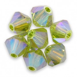 Swarovski 5328 Xilion Bead 4mm Light Olivine AB2x Bicone