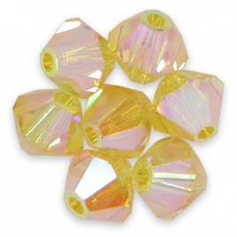 Swarovski 5328 Xilion Bead 4mm Light Topaz AB2x Bicone