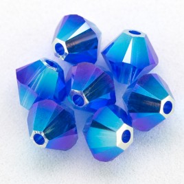 Swarovski 5328 Xilion Bead 4mm Majestic Blue AB2x Bicone