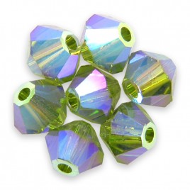 Swarovski 5328 Xilion Bead 4mm Olivine AB2x Bicone