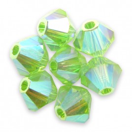 Swarovski 5328 Xilion Bead 4mm Peridot AB2x Bicone