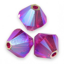 Swarovski 5328 Xilion Bead 6mm Fuchsia AB2x Bicone