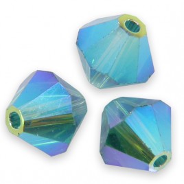 Swarovski 5328 Xilion Bead 6mm Indicolite AB2x Bicone