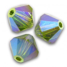 Swarovski 5328 Xilion Bead 6mm Olivine AB2x Bicone