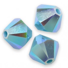 Swarovski 5328 Xilion Bead 6mm Turquoise AB2x Bicone