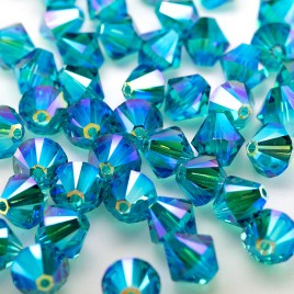 Swarovski 5328 Xilion Bead 8mm Blue Zircon AB2x Bicone