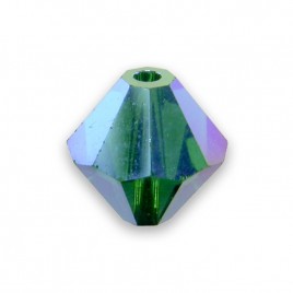 Swarovski 5328 Xilion Bead 8mm Emerald AB2x Bicone