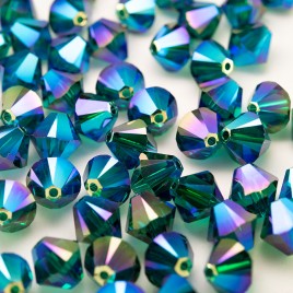 Swarovski 5328 Xilion Bead 8mm Emerald AB2x Bicone