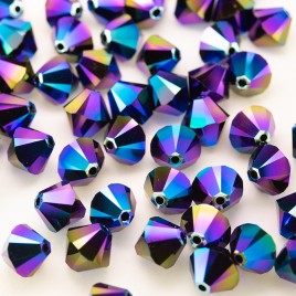 Swarovski 5328 Xilion Bead 8mm Jet Shimmer2 Bicone (Purple Violet)