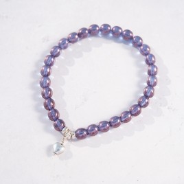 Sweet Lavender Czech Glass Heart - Love Bracelet
