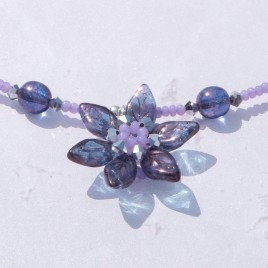 Sweet Lavender flower glass bead necklace