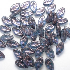 Sweet Lavender wavy leaf 10x6mm glass bead.