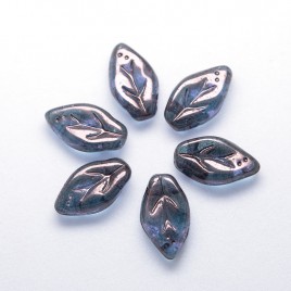 Sweet Lavender wavy leaf 10x6mm glass bead.